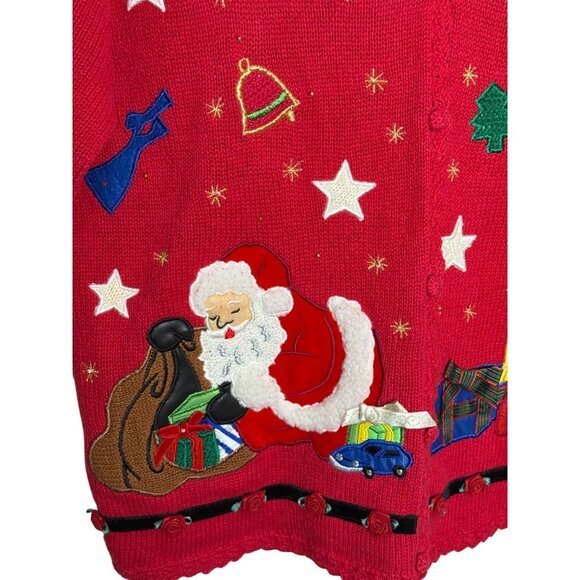 Vintage Christmas Cardigan Sweater Designers Originals Studio Size Med-RUNS BIG - Picture 4 of 8
